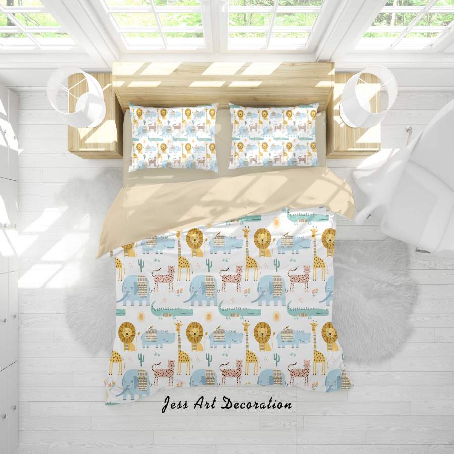 3D Cartoon Animal Lion Giraffe Quilt Cover Set Bedding Set Duvet Cover Pillowcases A304 LQH