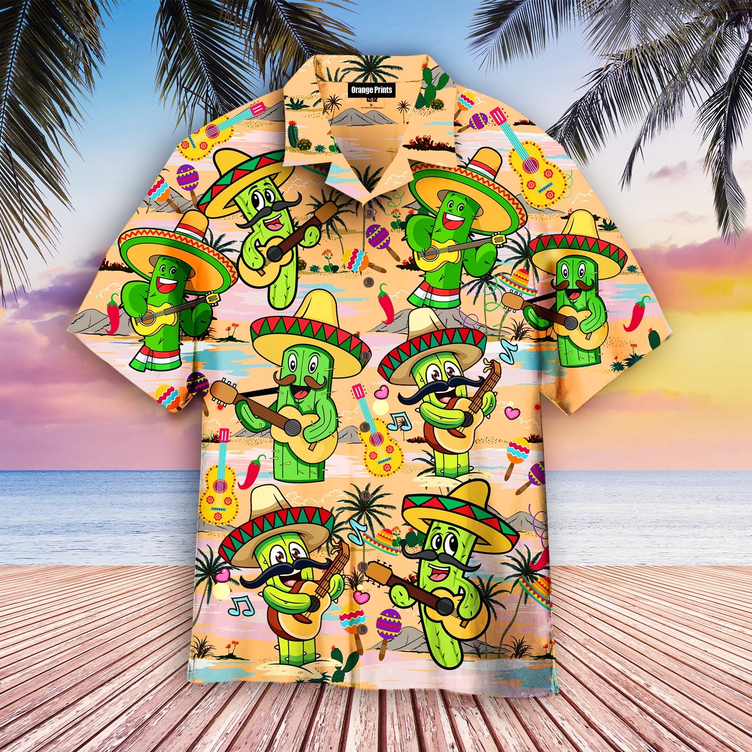 Funny Catus Playing Guitar Cinco De Mayo Aloha Hawaii Shirts For Men And Women Ha44252