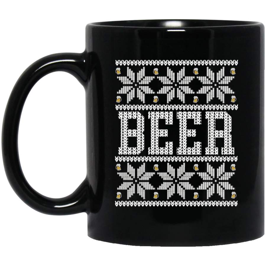 Ugly Christmas Sweater Beer Lover Drinking Party Gift 11 oz 15 oz Black Mug