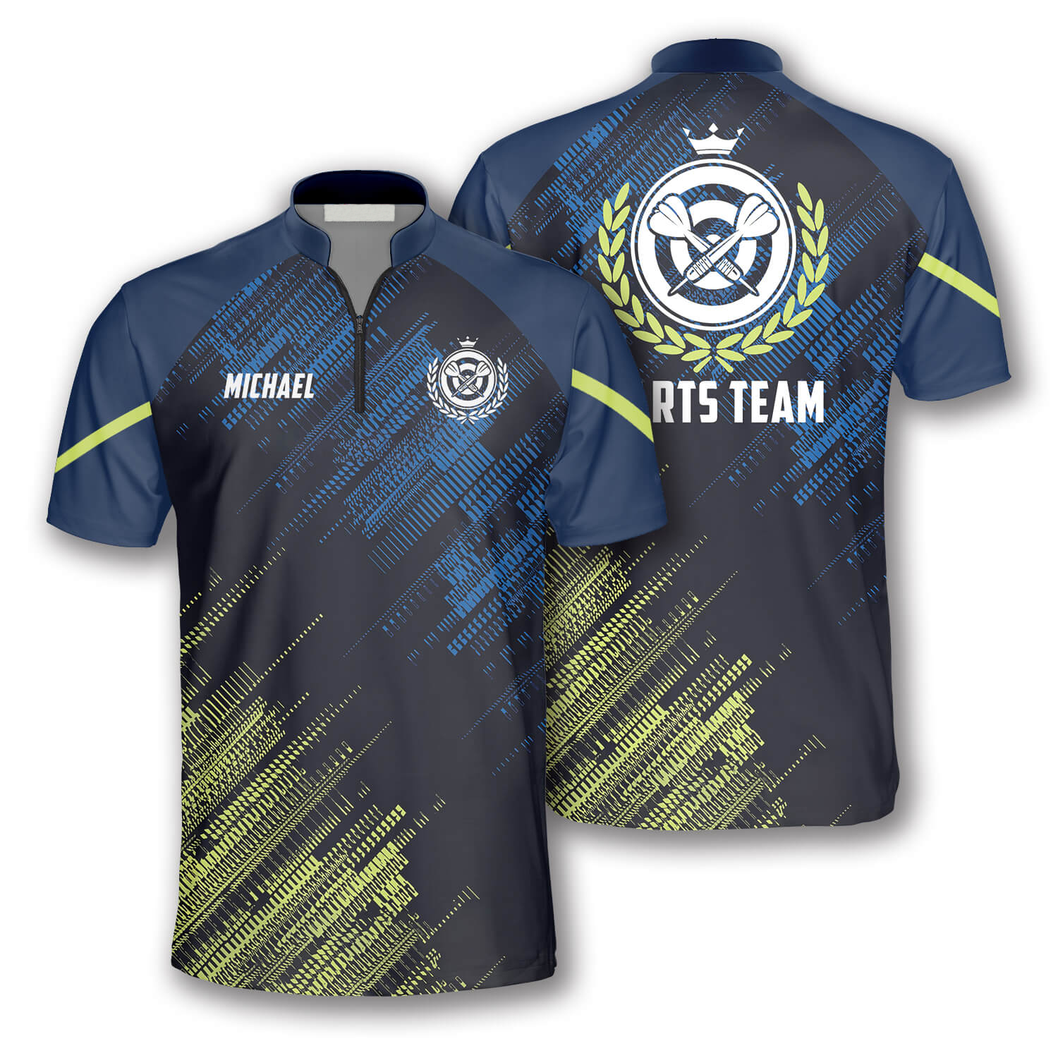 Green Blue Sports Style Custom Darts Jerseys For Men, Idea Gift For Uniform Team Dart Shirt