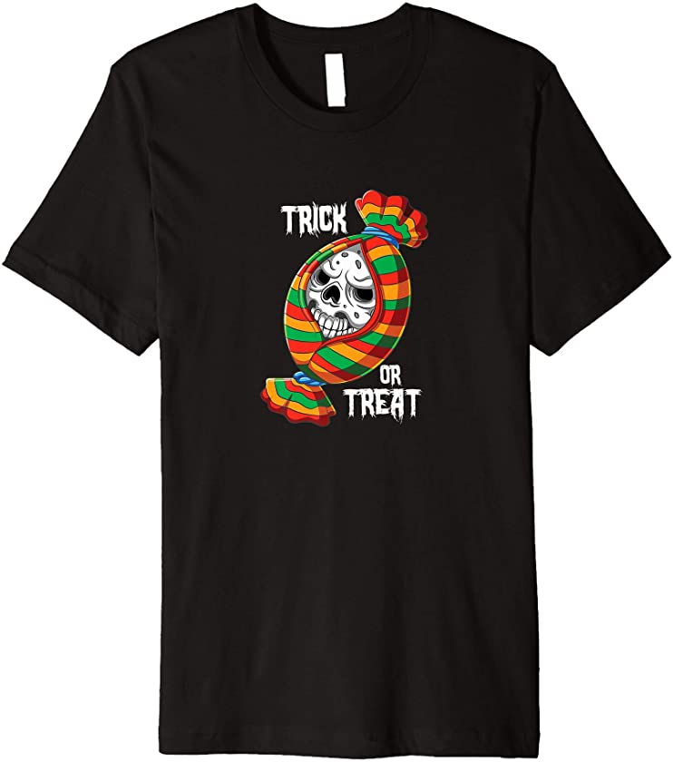 Trick or Treat Skull in Candy Halloween Costume Matching Premium T-Shirt