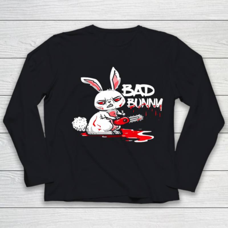 Bad Bunny Funny Horror Rabbit Halloween Gift Evil Youth Long Sleeve