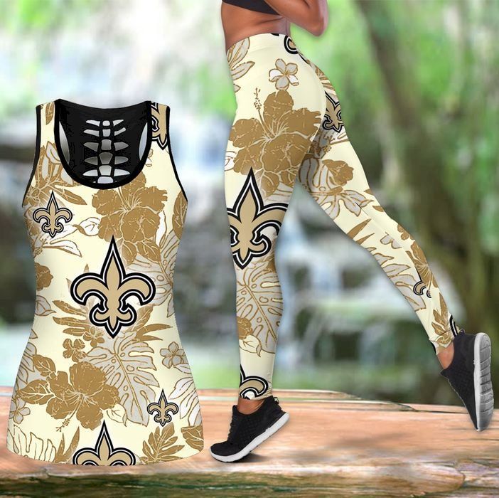 Womens New Orleans Saints Hawaiian Tropical Tank Top And Leggings Set