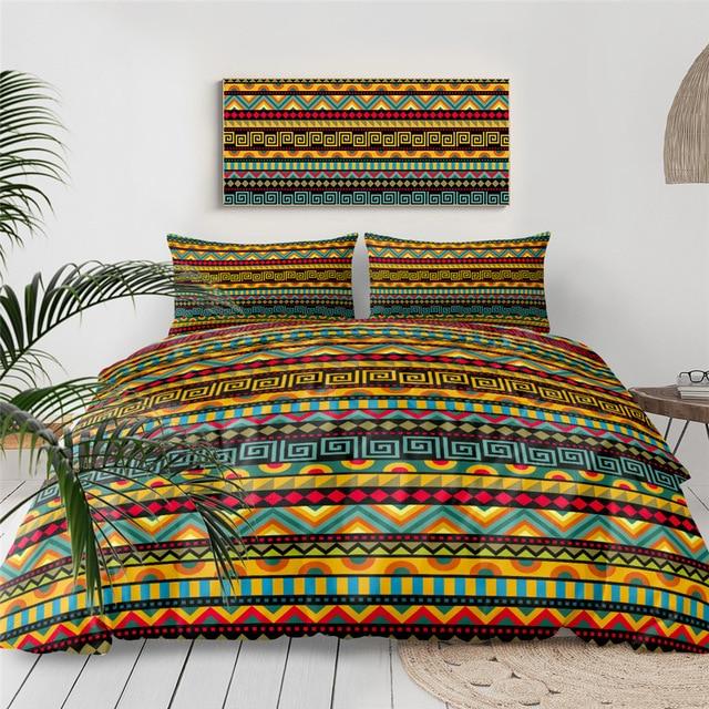 African Aztec Pattern 3 Pieces Quilted Comforter Set