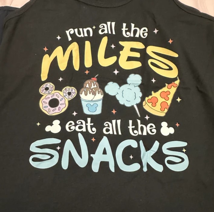 Run all the Miles Eat all the Snacks Disney Characters Tee Shirt Outfit  For Men  For Women