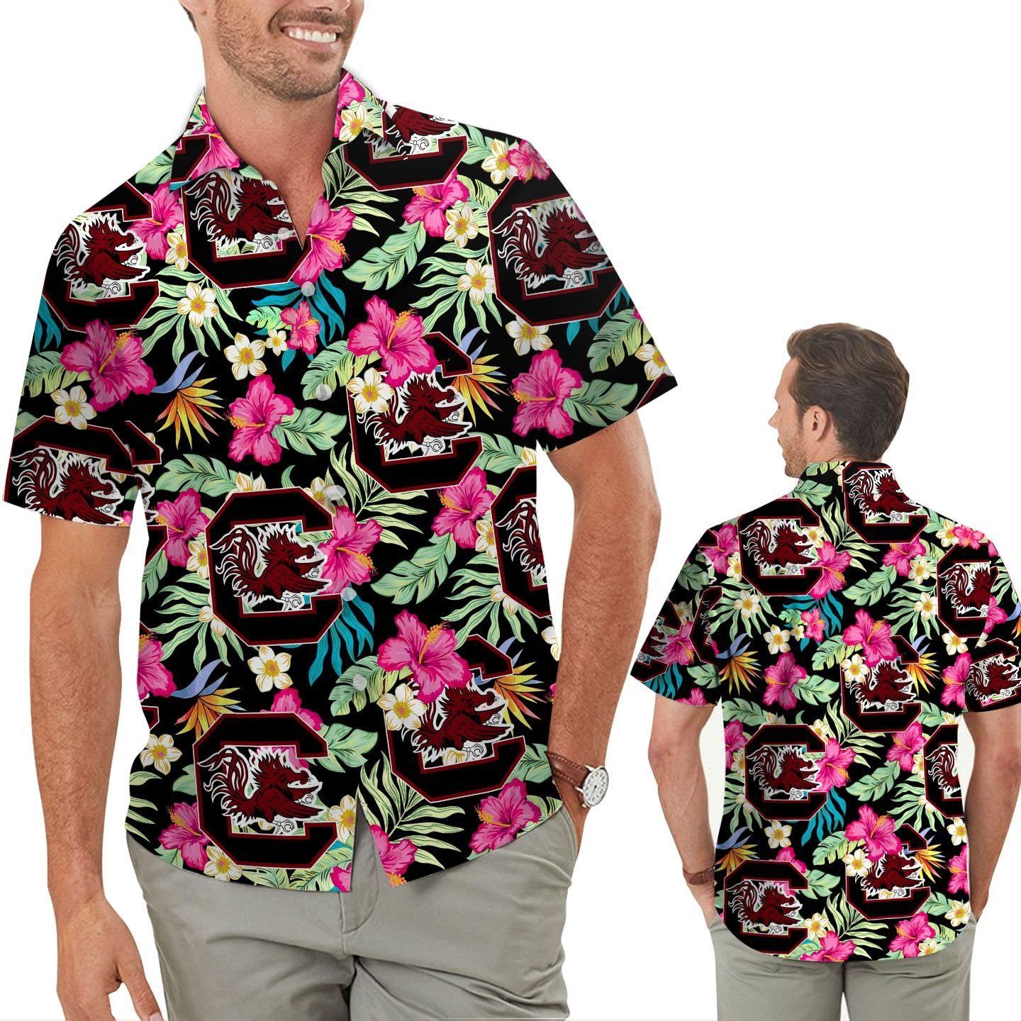 South Carolina Gamecocks Hibiscus Tropical Hawaiian Shirts