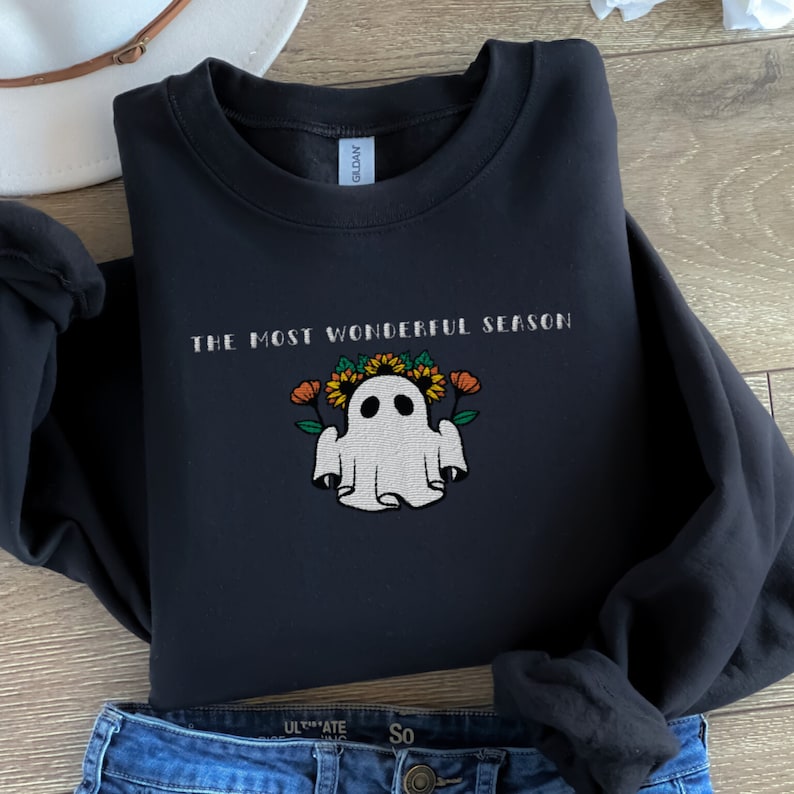 Autumn Ghost Embroidered Sweatshirt 2D Crewneck Sweatshirt All Over Print Sweatshirt For Women Sweatshirt For Men Sws2916