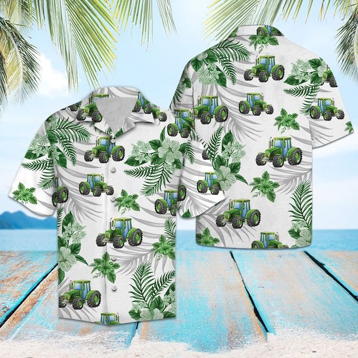 Tropical Green Hawaiian Shirt Summer Button Up For Men, Women, Couple