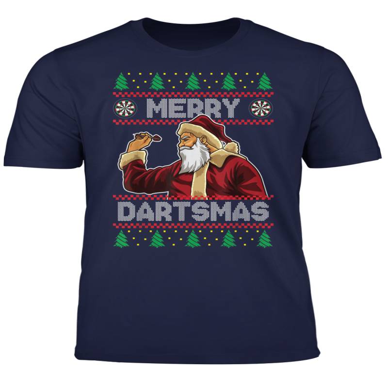 Ugly Christmas Santa Playing Darts Merry Dartsmas Funny T Shirt