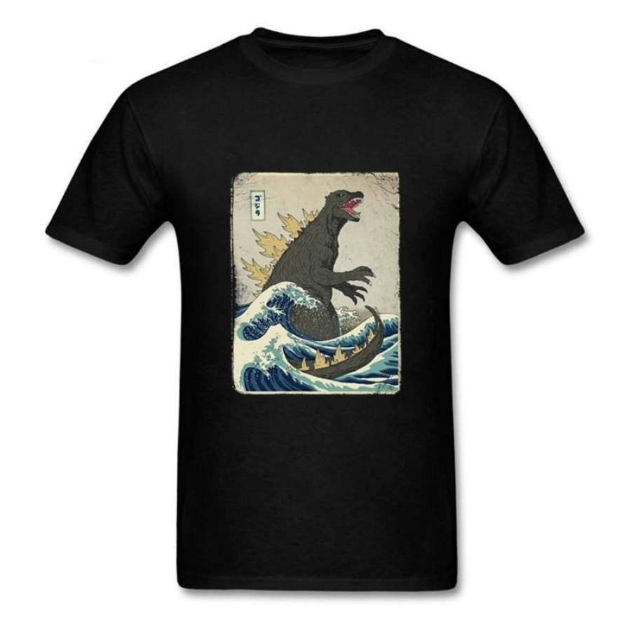 Vintage Verano The Great Godzilla Off Kanagawa Funny T Shirts Teenage Boys T-Shirt Youth Japan Style Boho Cartoon Tshirt