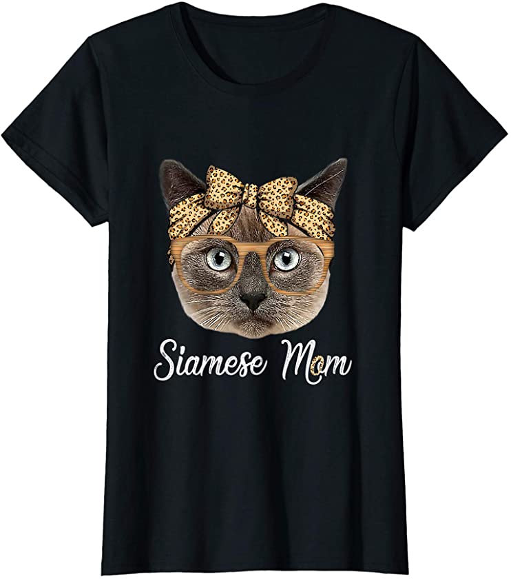 Womens Cute Siamese Mom Leopard Cat Mom Mother’s Day T-Shirt