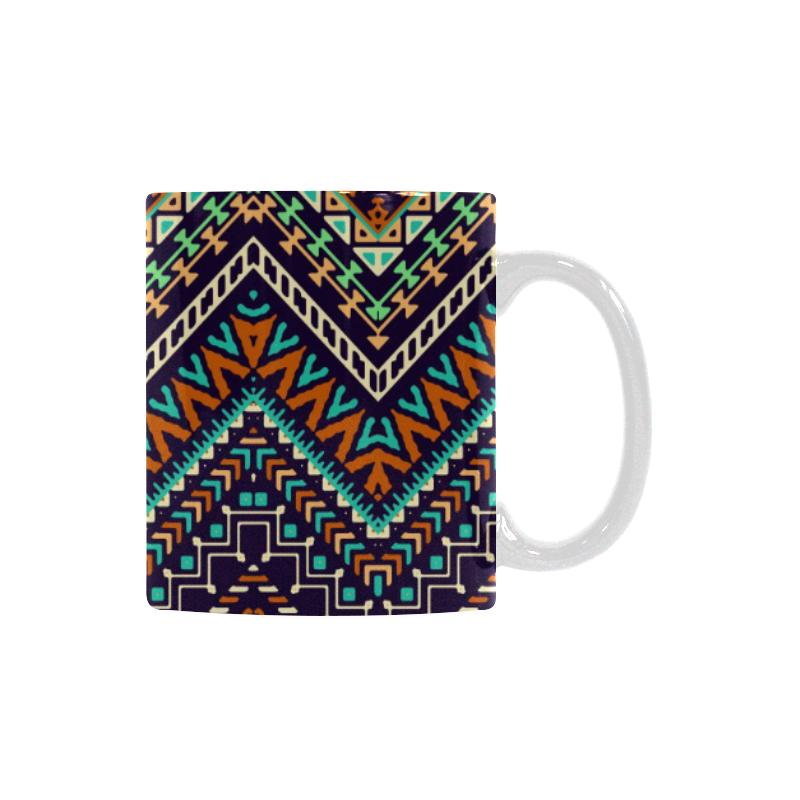 Zigzag African Afro Dashiki Adinkra Kente Classical White Mug (FulFilled In US)