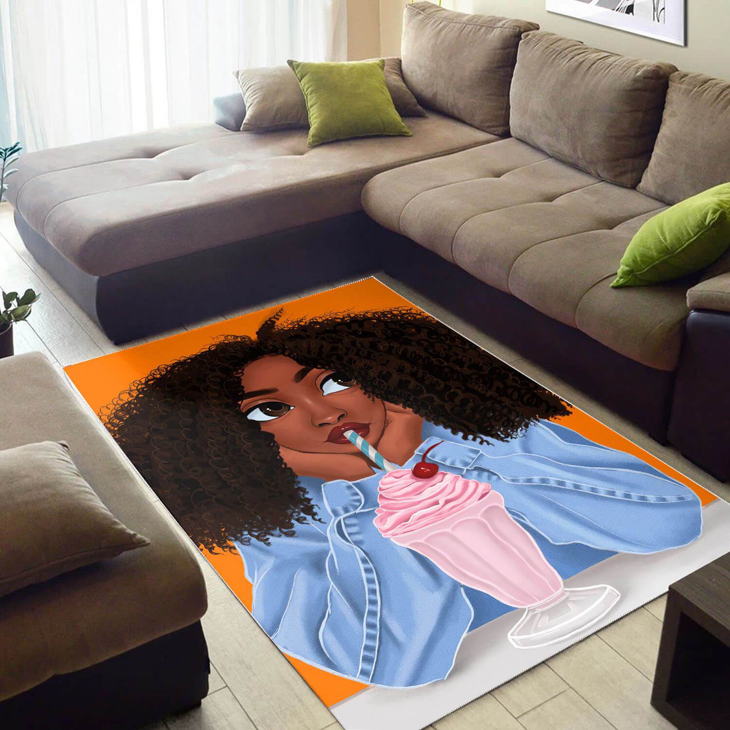 Afrocentric Area Rugs Beautiful Black Afro Girl African Themed Area Rugs African Themed House Decor WBG12248