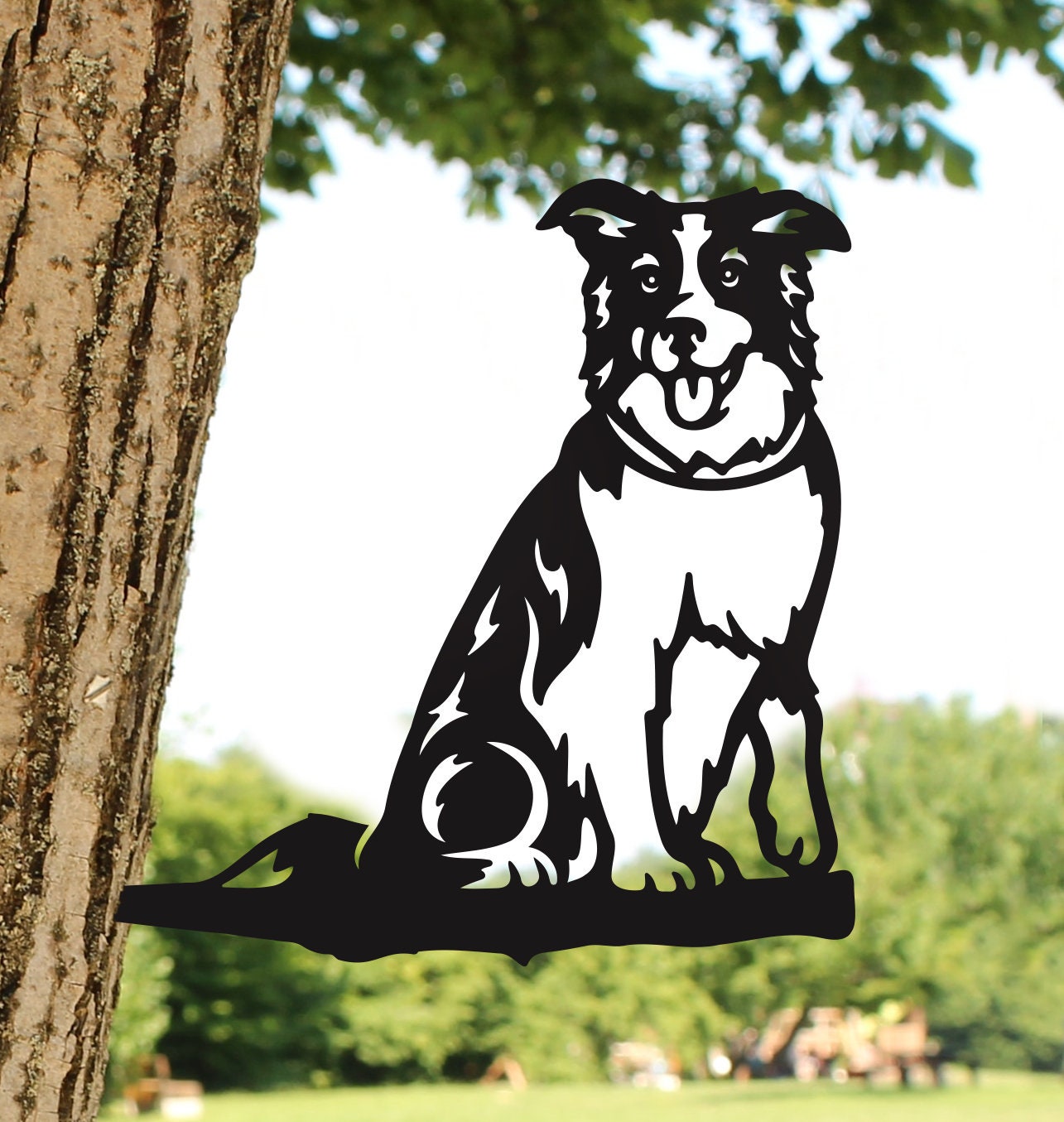 Metal Collie Silhouette Puppy – Usa Steel Dog Sign Cutout – Rustic Outdoor Home & Garden Decor – Housewarming Gift For Dog Lovers