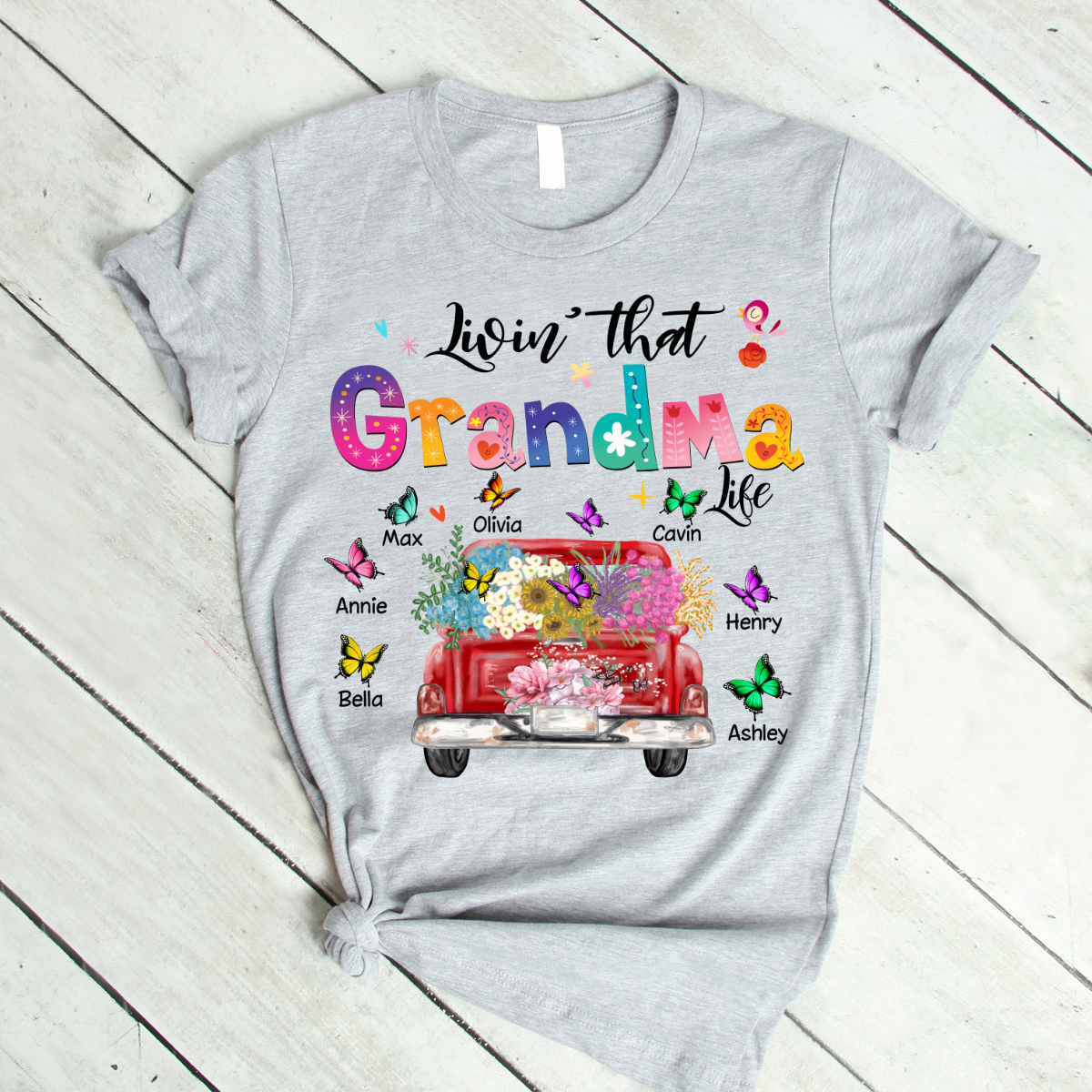 Peronalized Livins That Grandma Life With Grandkids Art T-Shirt