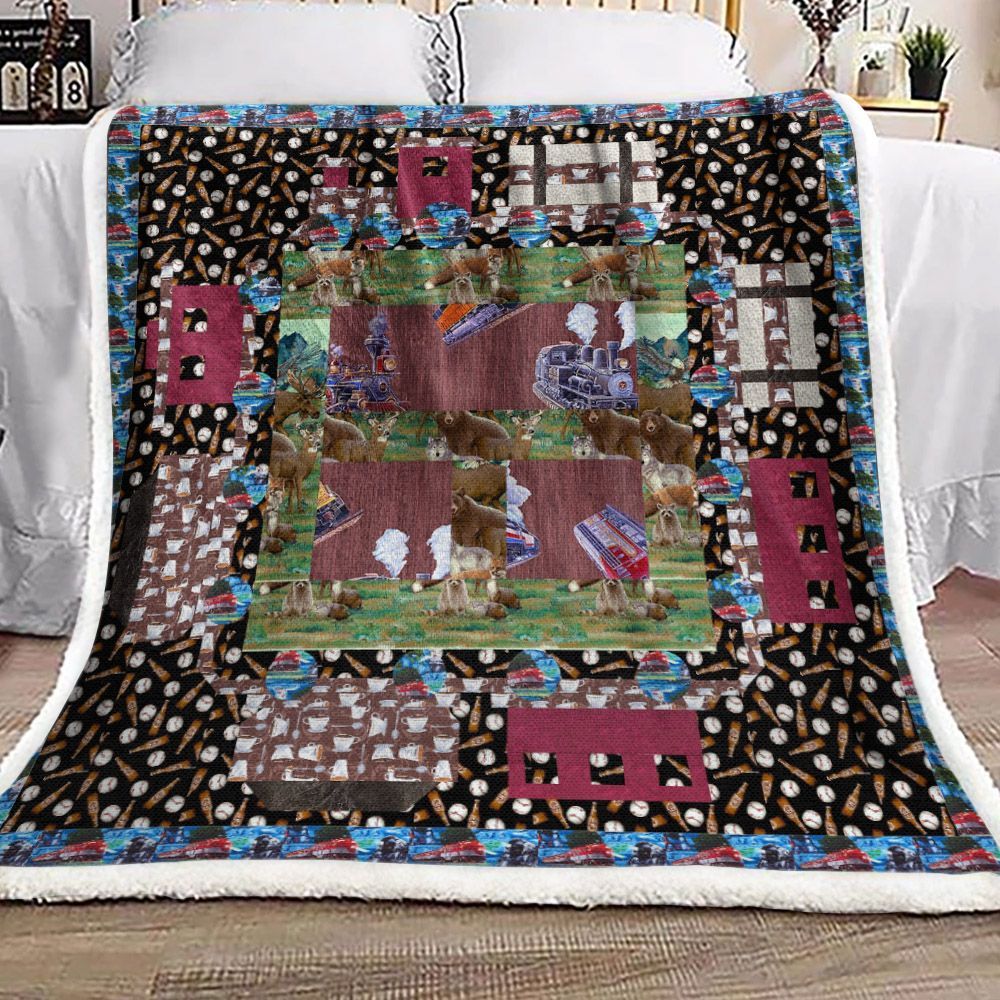 Train Animal Baseball Cl24100298Mdf Sherpa Fleece Blanket