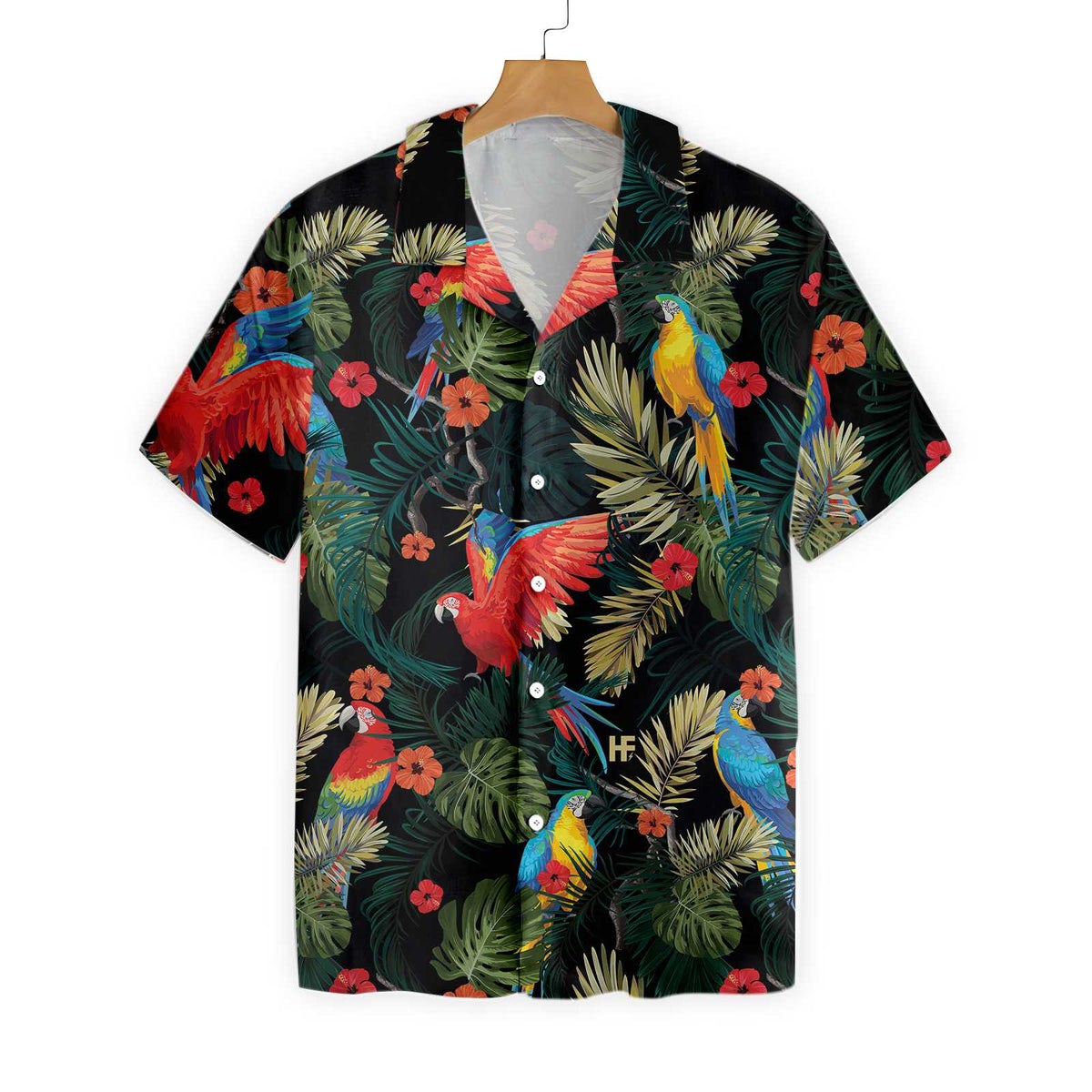 Parrots Dark Tropical Pattern Hawaii Shirt Ha49001