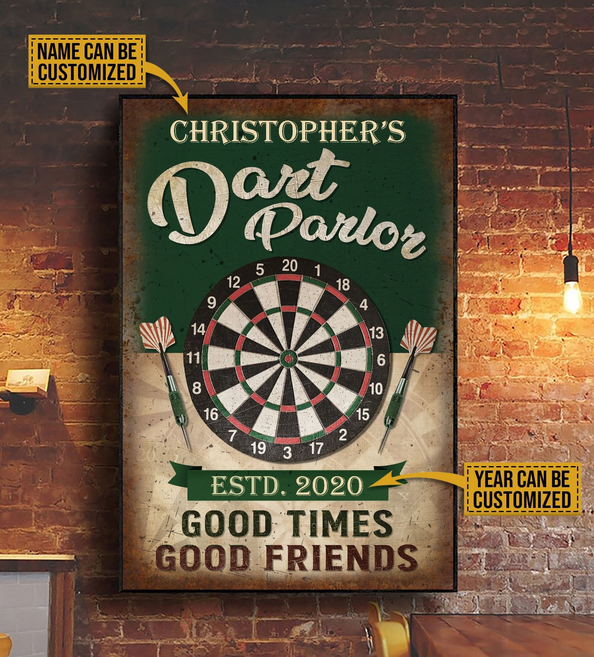 Custom Name Year Gift For Dad Darts Parlor Poster Father's Day