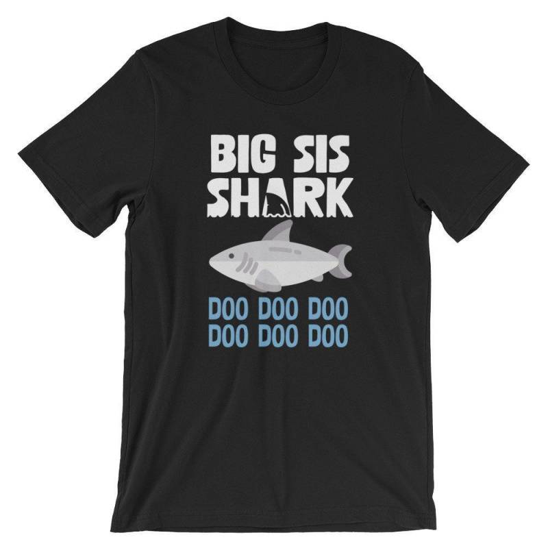 Crushtee Big Sis Shark Doo Doo T Shirt Funny Shark Matching Tshirt | Family Novelty Gift Tee Shirt | Shark Sister Unisex TShirt | Fun Shark Big Sis Long Sleeve Hoodie