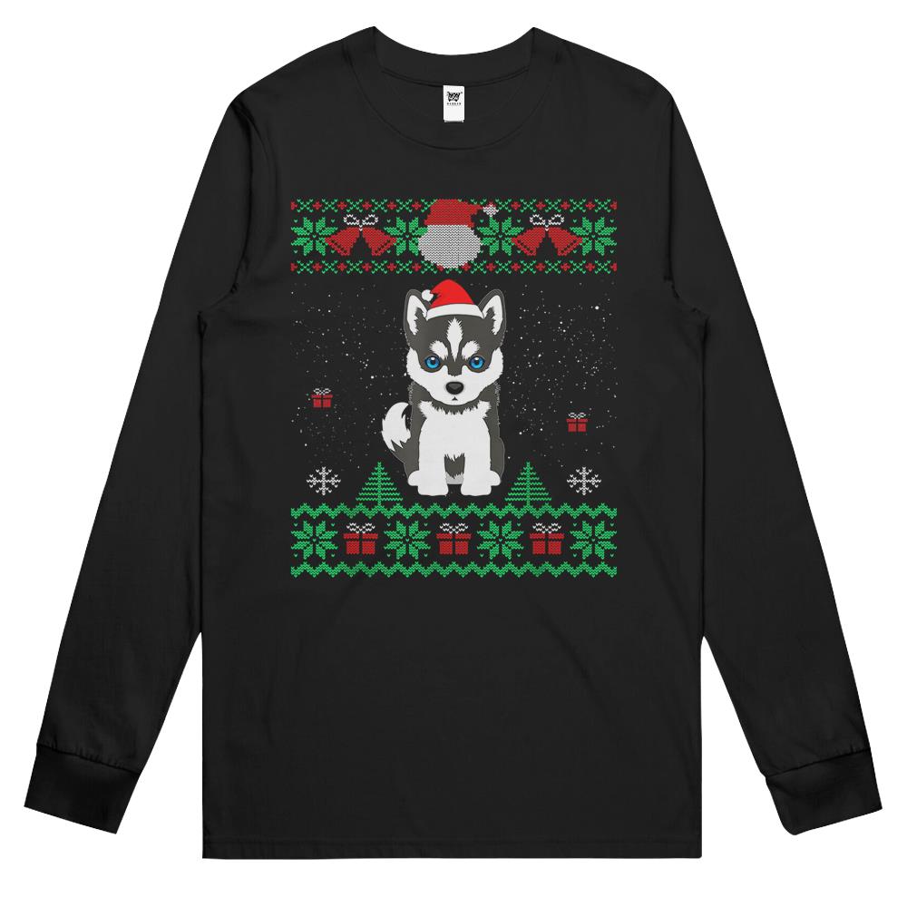 Siberian Husky Dog Lover Ugly Christmas Sweater Puppy Lover Long Sleeve T Shirts