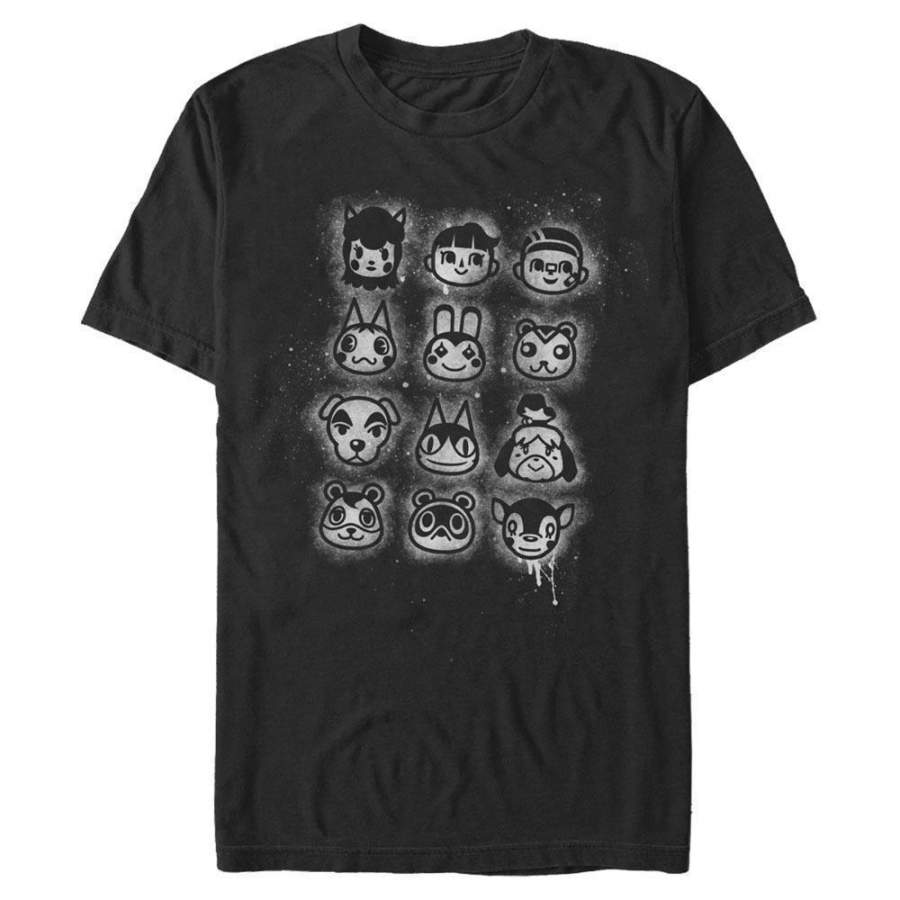 Animal Crossing Villagers Stencil – Nintendo Black T-Shirt