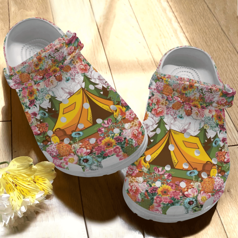 Camping Lover Flower Gift For Lover Rubber clog Shoes Comfy Footwear