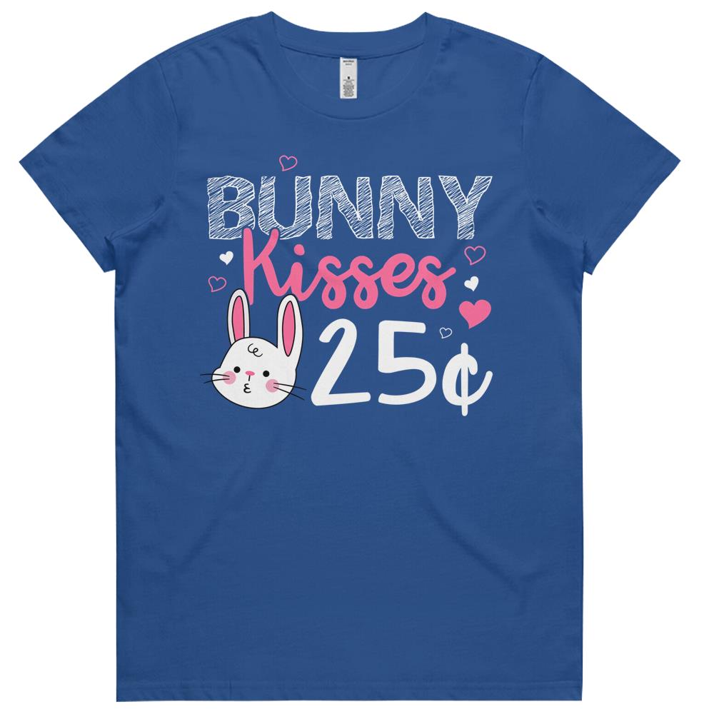 Bunny Kisses 25 Cents Wife Bestie Easter Day Womens Tshirts