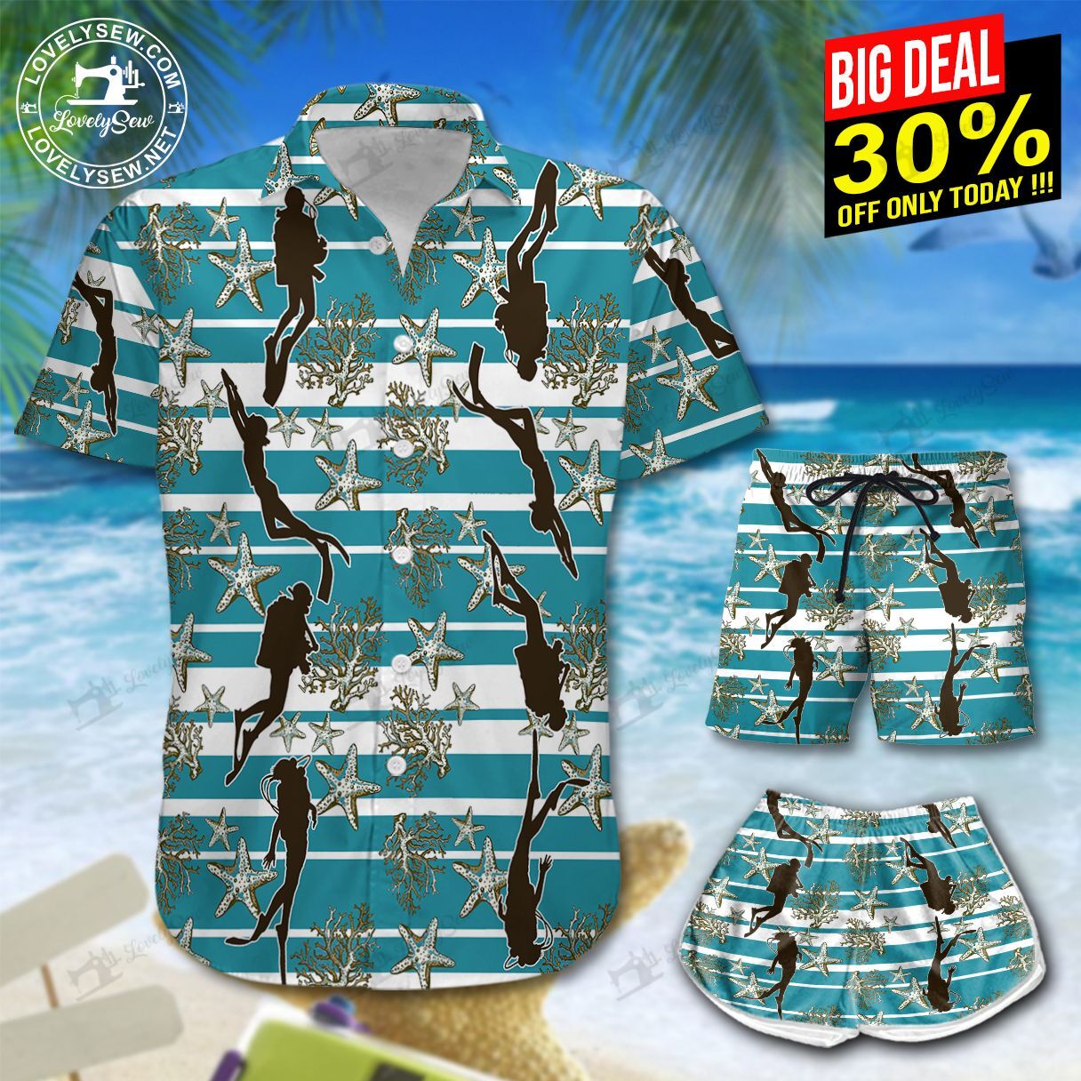 Scuba Diving Hawaiian Shirt Shorts Ha96977