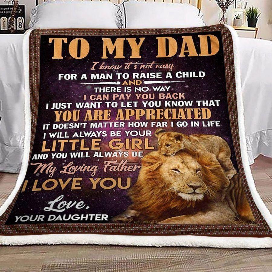 [Personalized Name] Lion From Daughter To My Dad For A Man To Raise A Child – Best Idea Gift For Dad, Gift For Home Decor, Gift For Family  – Fleece Blanket