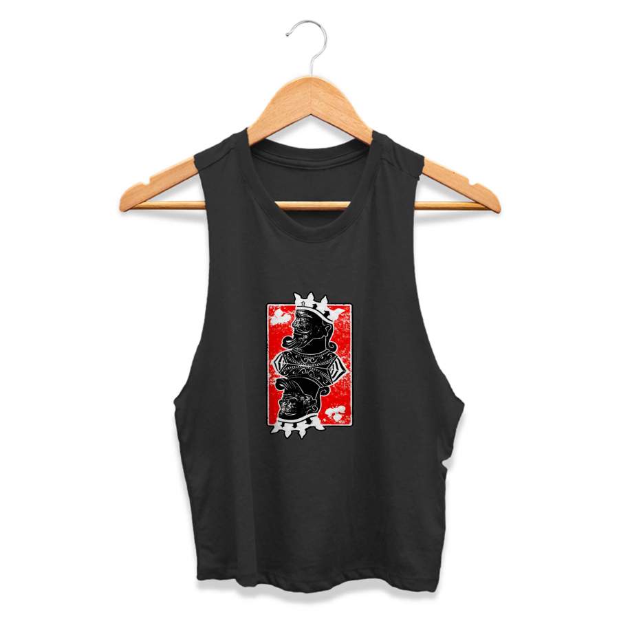 Card Poker King Men Distressed Vintage Graphic Trending Popular CPY Womans Crop Tanktop Tee