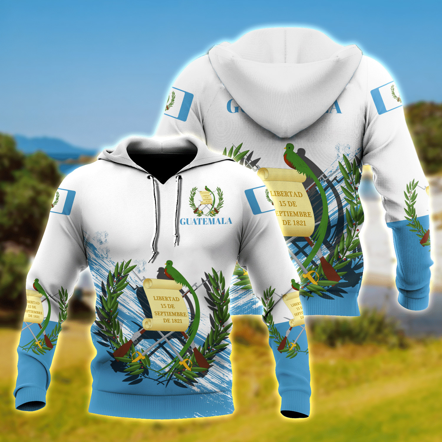 Guatemala Blue Cool 3D Printed Sublimation Hoodie Hooded Sweatshirt Comfy Soft And Warm For Men Women S to 5XL CTC1501458