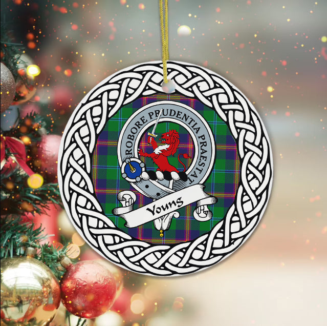 Young Scottish Clan Tartan Crest Badge Plaid Ornament Gift. Christmas Tree Ornament Tartan Ornament Great Christmas Ornaments Gift