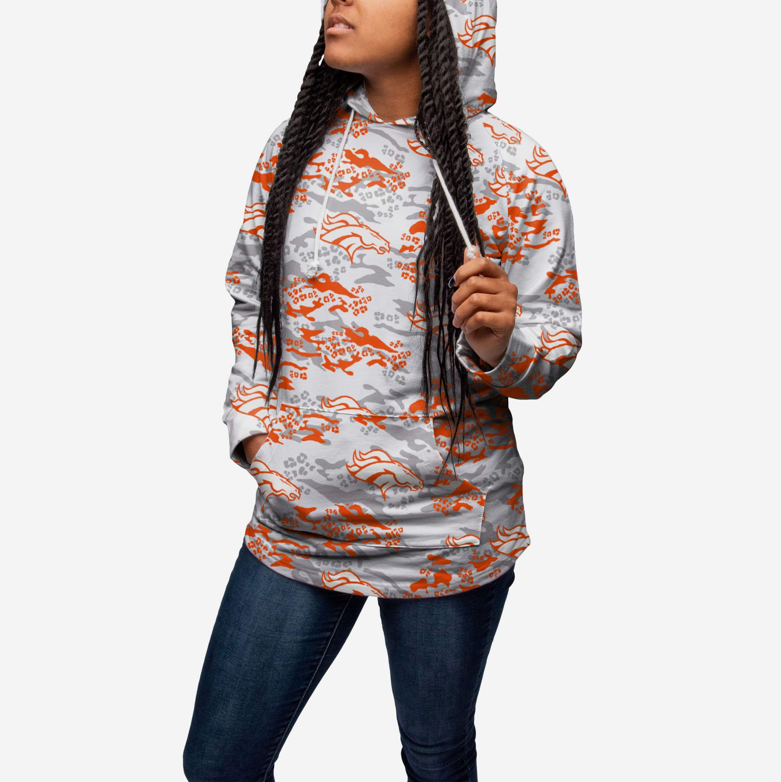 Denver Broncos Womens Leopard Camo Hoodie