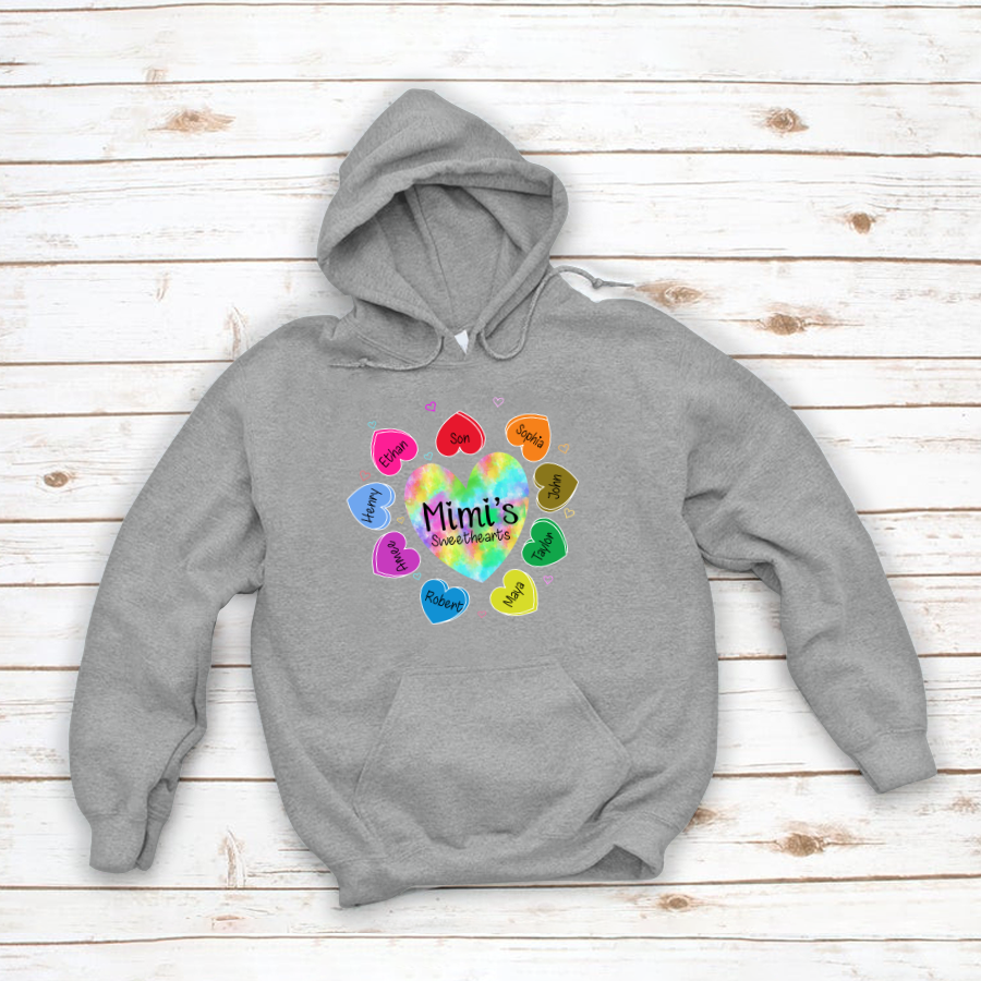 Mimi’S Sweethearts With Grandkids Colorful Hearts Hoodie