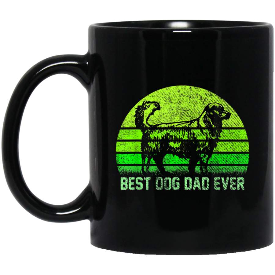 Vintage Best Golden Retriever Dog Dad Ever Silhouette Sunset Mug