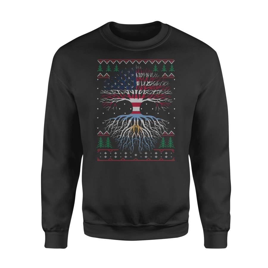 YOLOstuff Argentinian Roots American US Grown Flag Ugly Christmas – Standard Fleece Sweatshirt