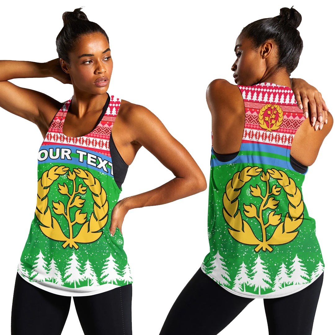 (Custom Personalised) Eritrea Women Racerback Tank Merry Christmas Mix African Pattern Lt13