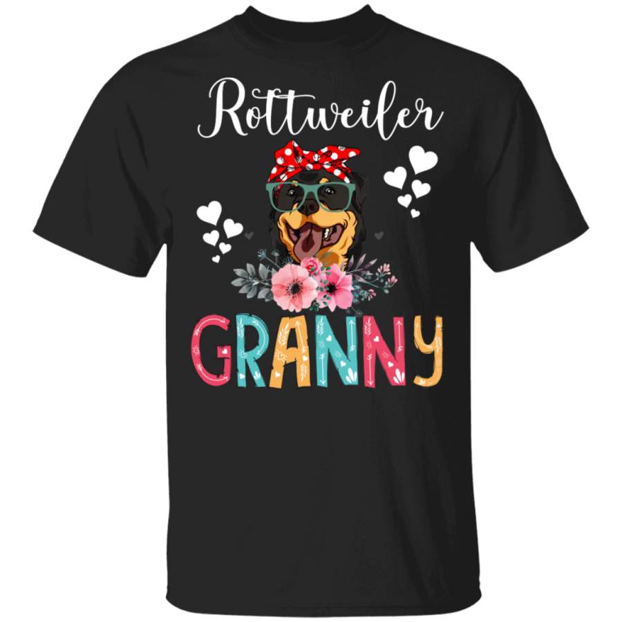 Rottweiler Granny Puppy Mom Dog Granny Lover Floral T-Shirt