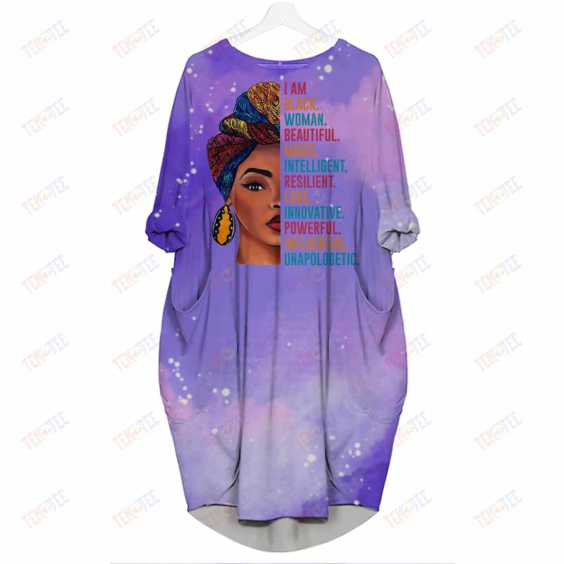 Temotee African Dress 10 – I Am Black Woman Beautiful Magic Intelligent 3D Dress Afro Girl Shirt African American Woman Gift Idea TMT2184