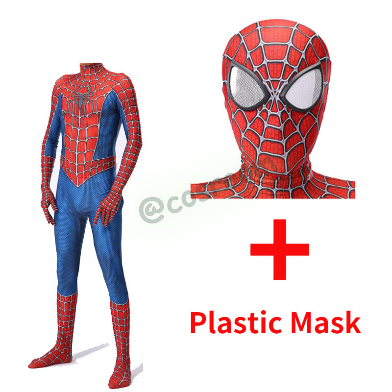 Spiderman Tobey Maguire Costume Red Raimi Cosplay Superhero Jumpsuit Halloween Costume Carnival Party Spandex for Adult/Kids alx