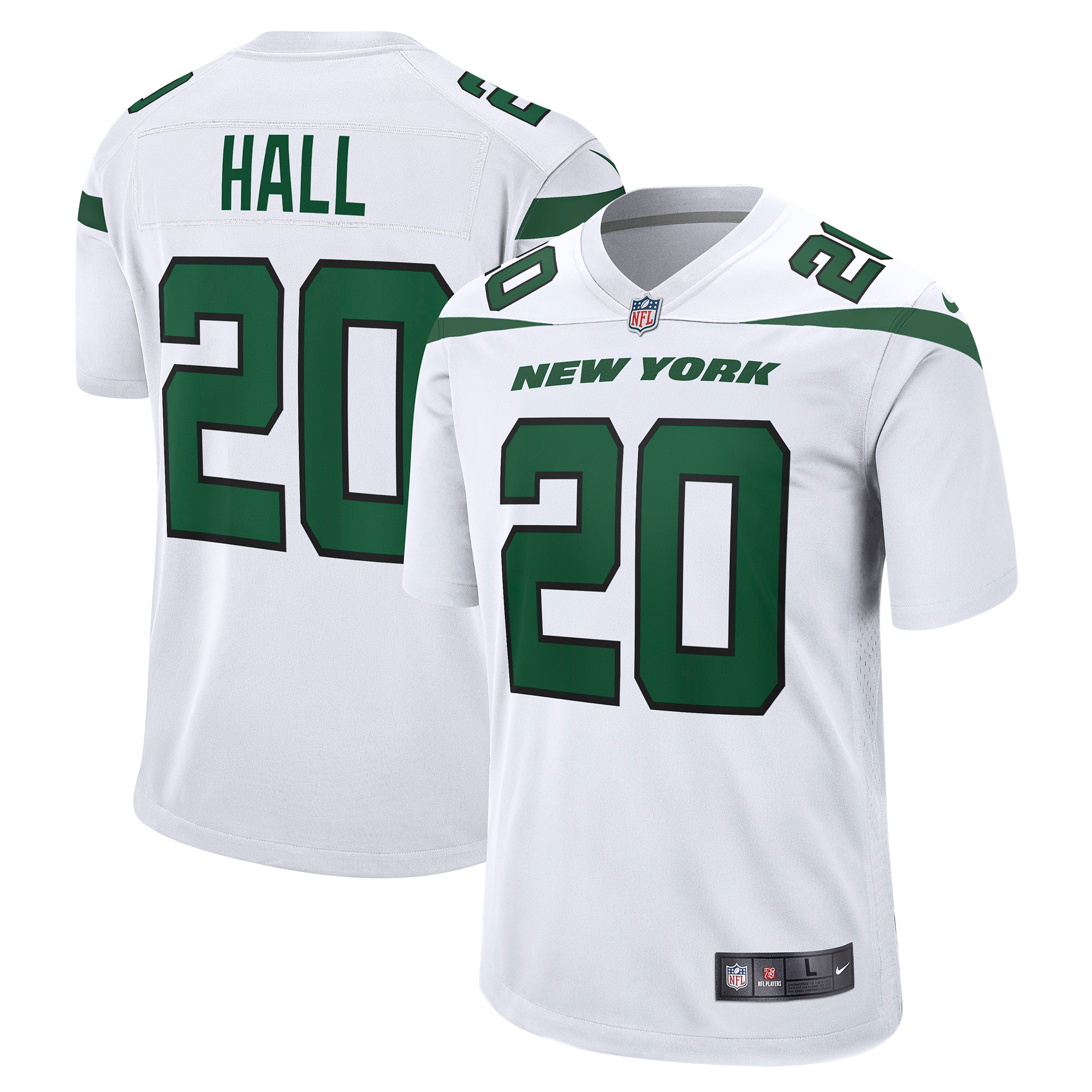 Men’s New York Jets Breece Hall White Away Game Player Jersey