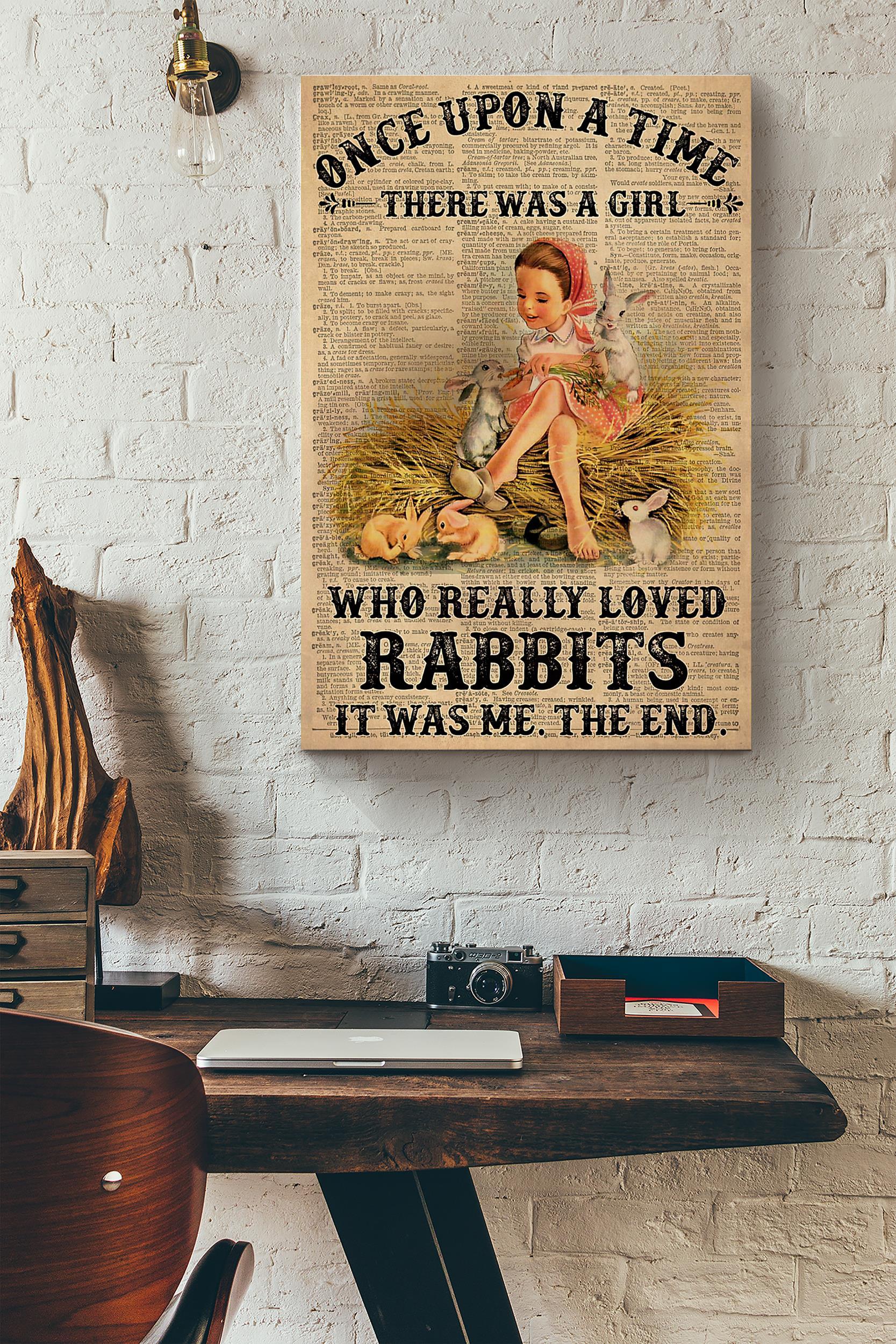 Once Upon A Time There Was A Girl Who Really Loved Rabbits The End Dictionary Poster Wrapped Canvas