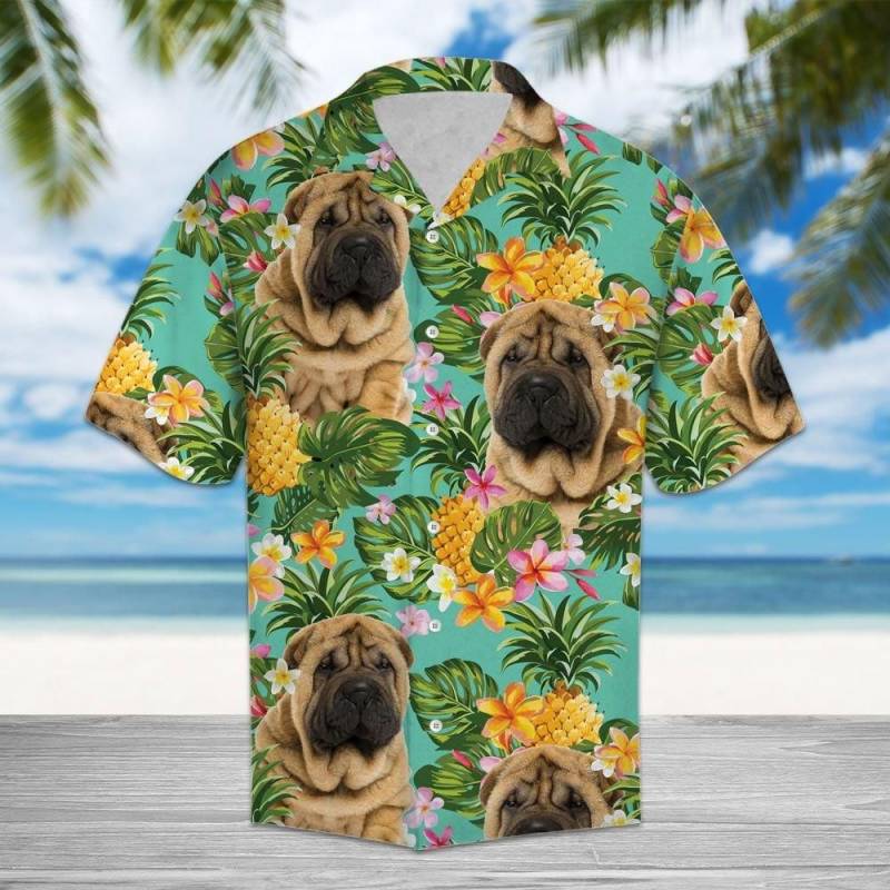 Artsyhomes Tropical Pineapple Shar Pei Hawaiian Ha85448