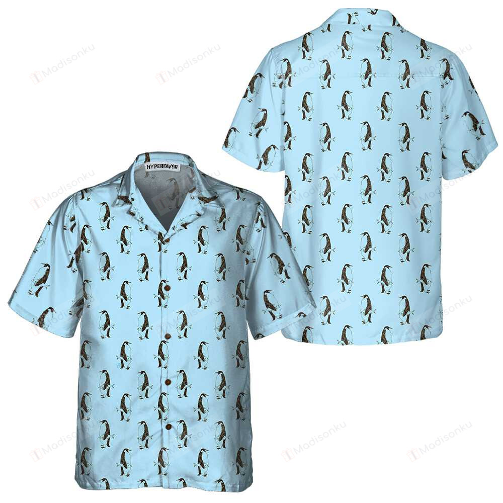 Penguin And Fish Hawaiian Shirt