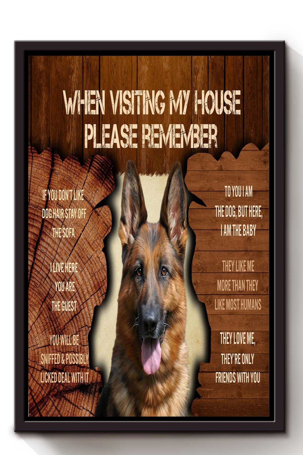 Dog Lover Home Rules Gift For Dog Mom Home Decor Housewarming Framed Canvas