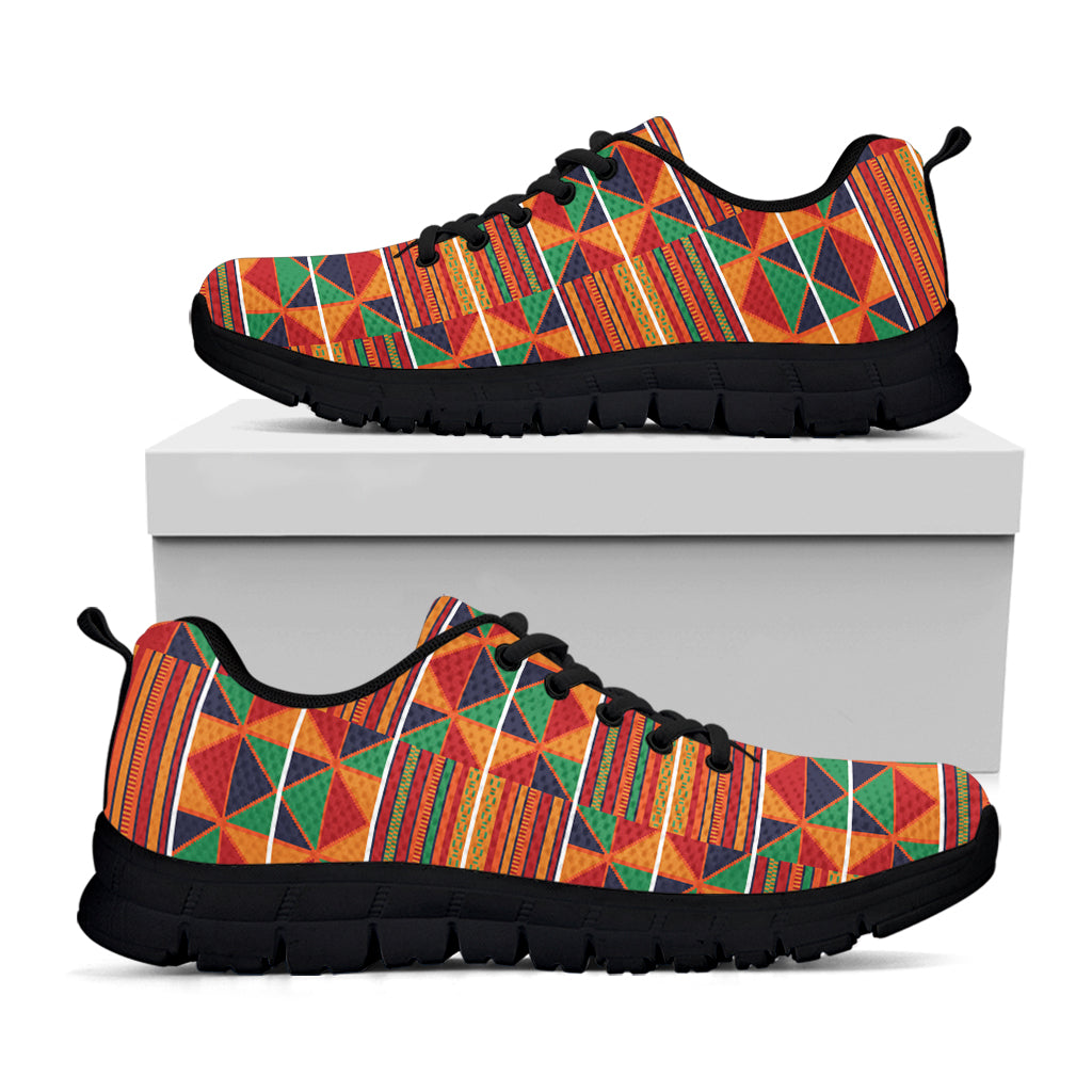 Kente Pattern Print Black Sneakers