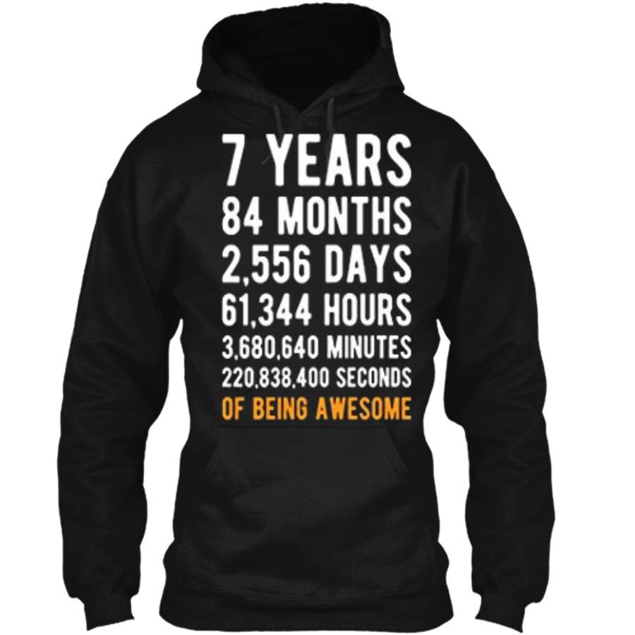 7th Birthday Gift 7 Years Old Being Awesome Tee Pullover Hoodie 8 oz