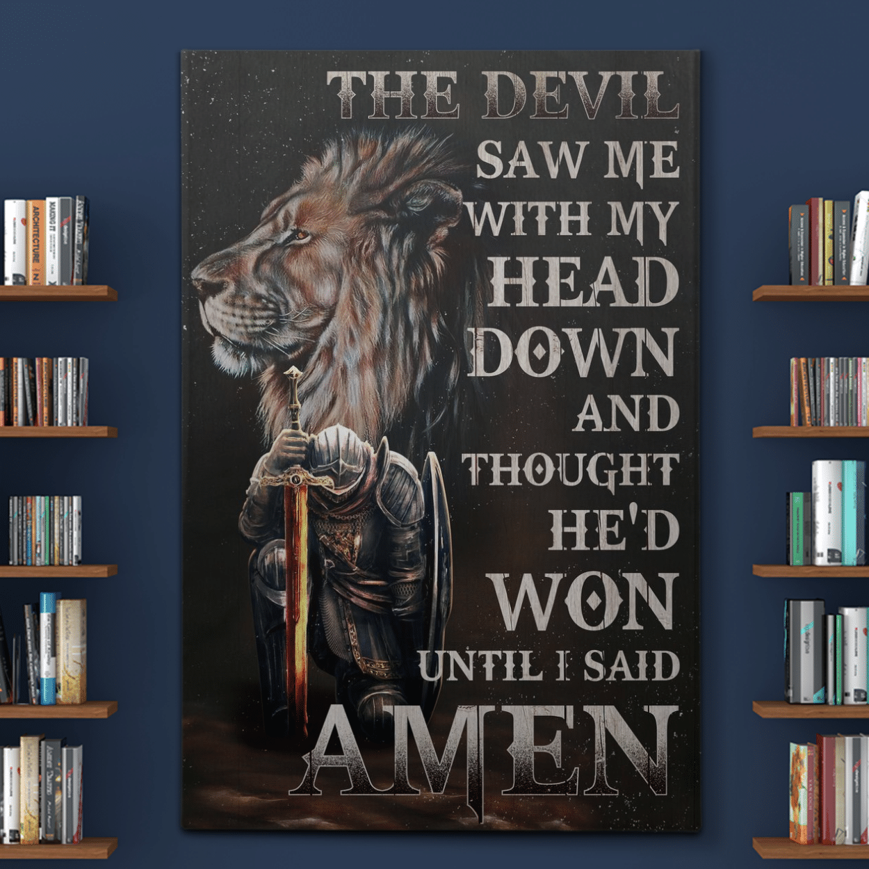 The Knight and Lion Poster – The Devil Saw Me Canvas Home Decor Birthday Gifts For Son