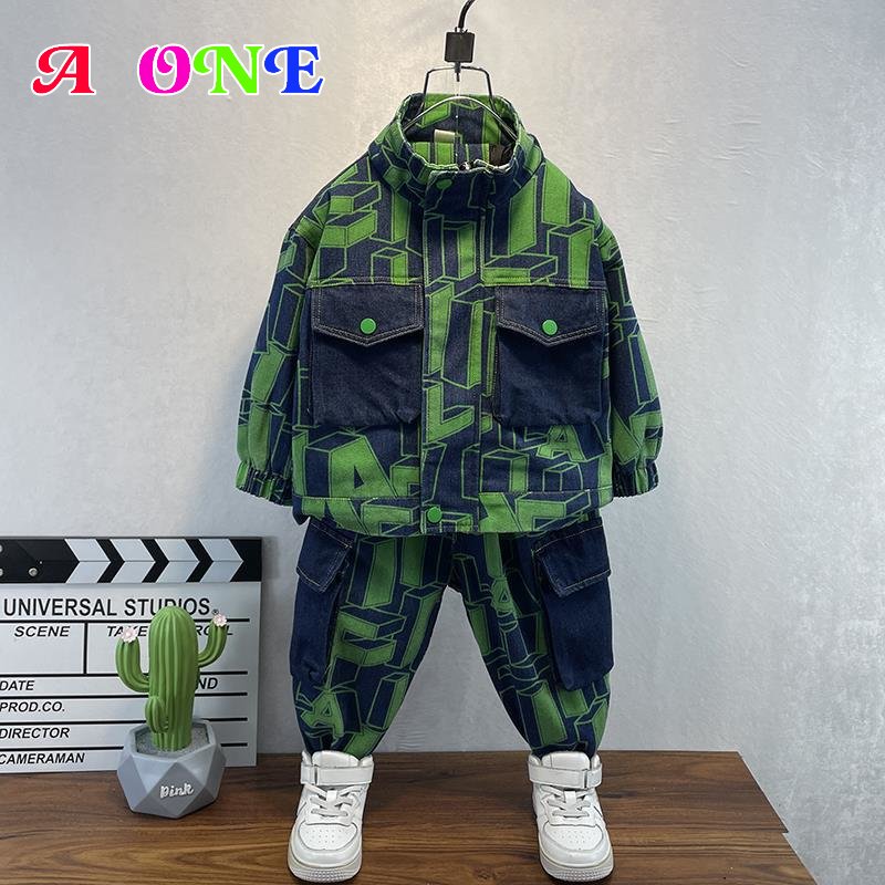 spring autumn boys denim suit toddler baby set kids clothes fashion Denim jacket + pants 2 pcs set clothing fashion clothes alx