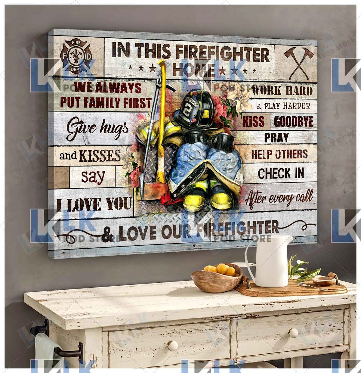 CANVAS In This Firefighter Home [ID3-D] |Canvas art wall decor, Home Decor, Love, Proud Firefighter